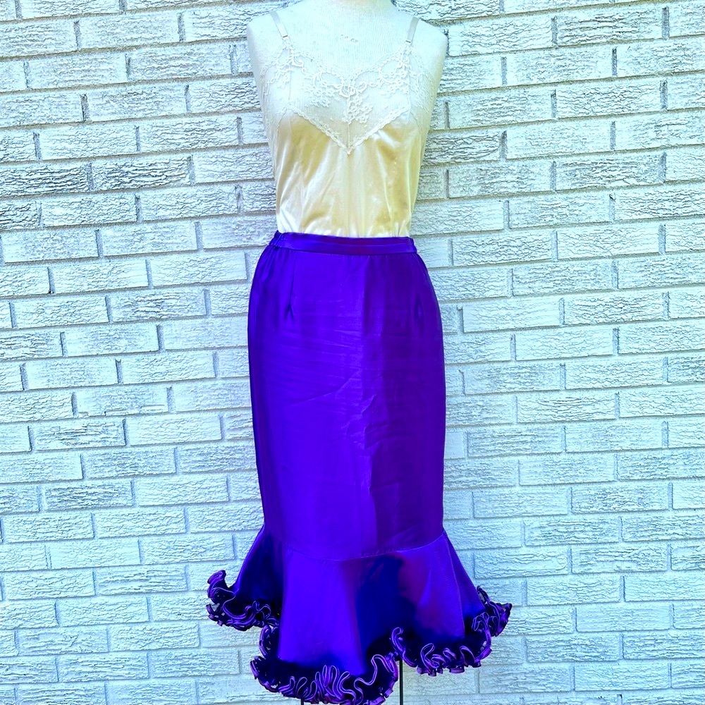 HIGH WAIST RUFFLE FISHLINE HEM MERMAID SKIRT